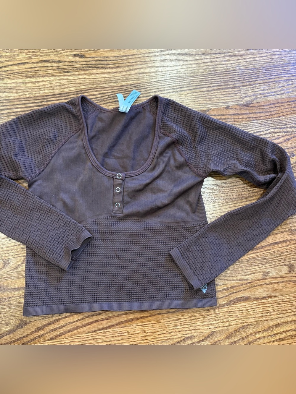 FP Movement by Free People Bail Out Long Sleeve Henley top size Medium Brown